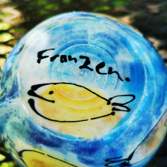 Art Pottery Large Blue and Yellow Fish Mug - Picture 2 of 12